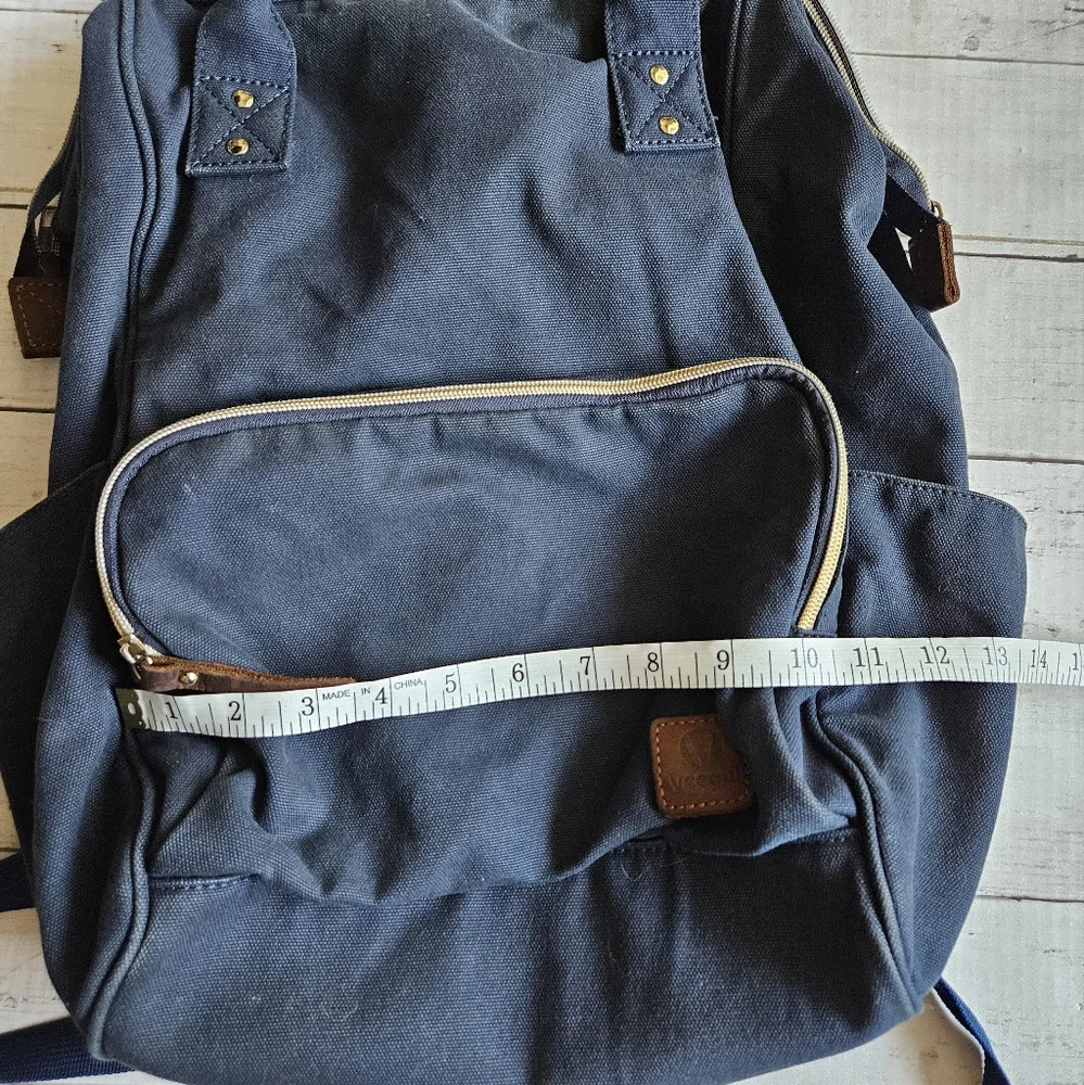 Veegul‎ Multipurpose Single Pocket Canvas And Leather Blue Backpack